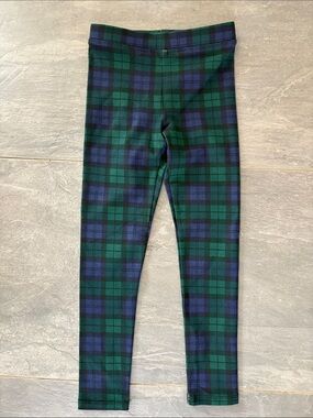 Crewcuts Green & Navy Plaid Leggings